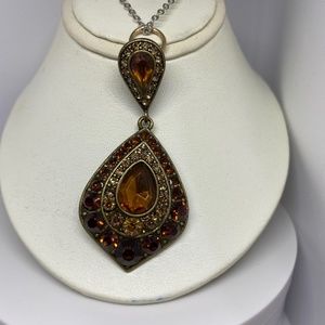 💋Champagne and Brown Crystal Teardrop Pendant